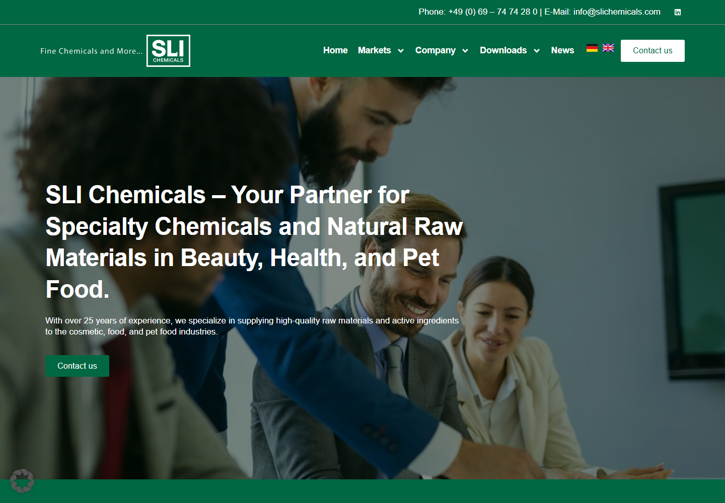 Startseite von SLI Chemicals